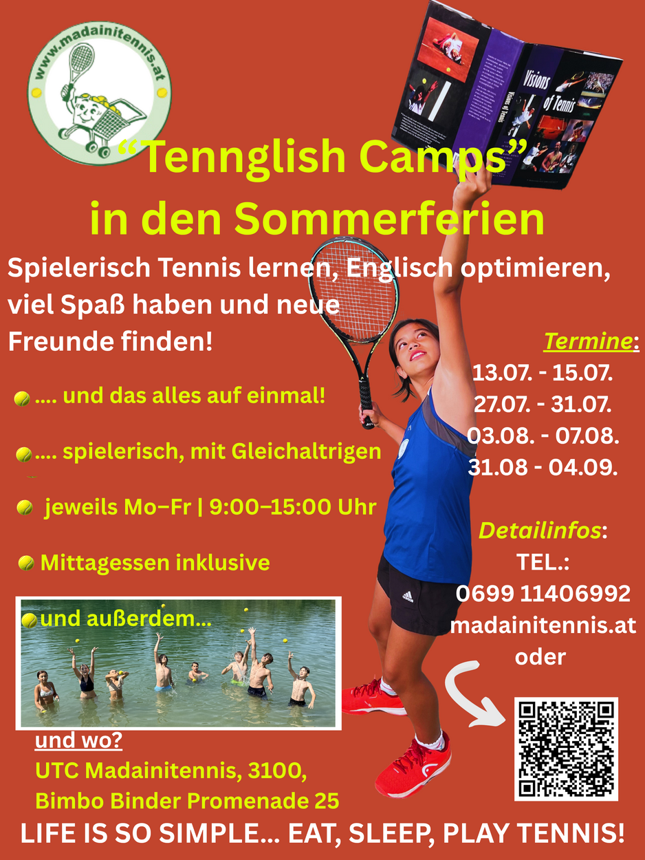 Kinder- und Jugend Sommer-"Tennglish"- Camps!
